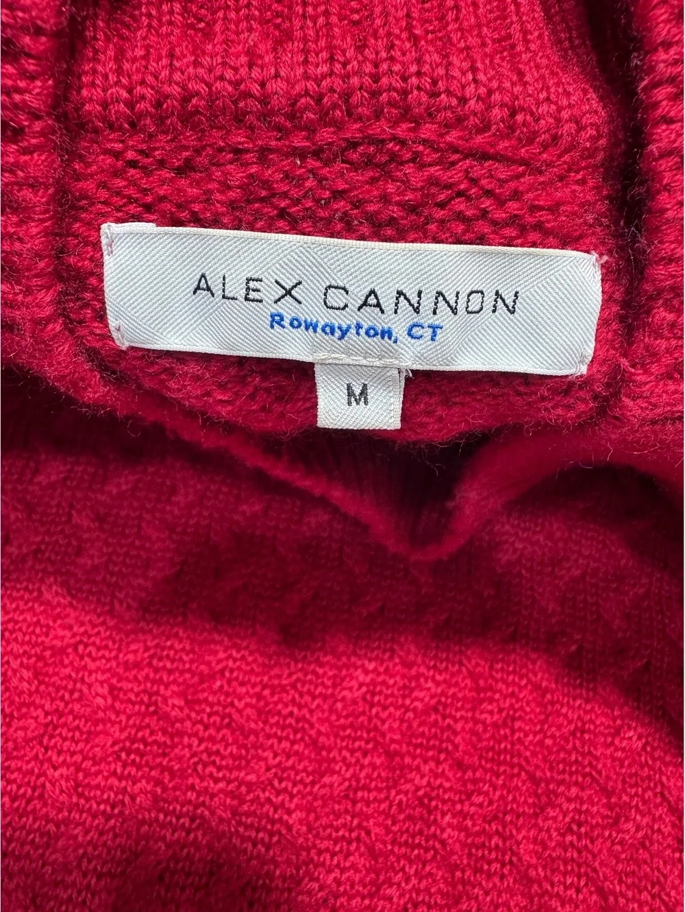 Alex Cannon Men’s M Red Wool Blend Textured Knit Crewneck Pullover Sweater